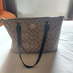 Coach Tan and Black Signature Tote